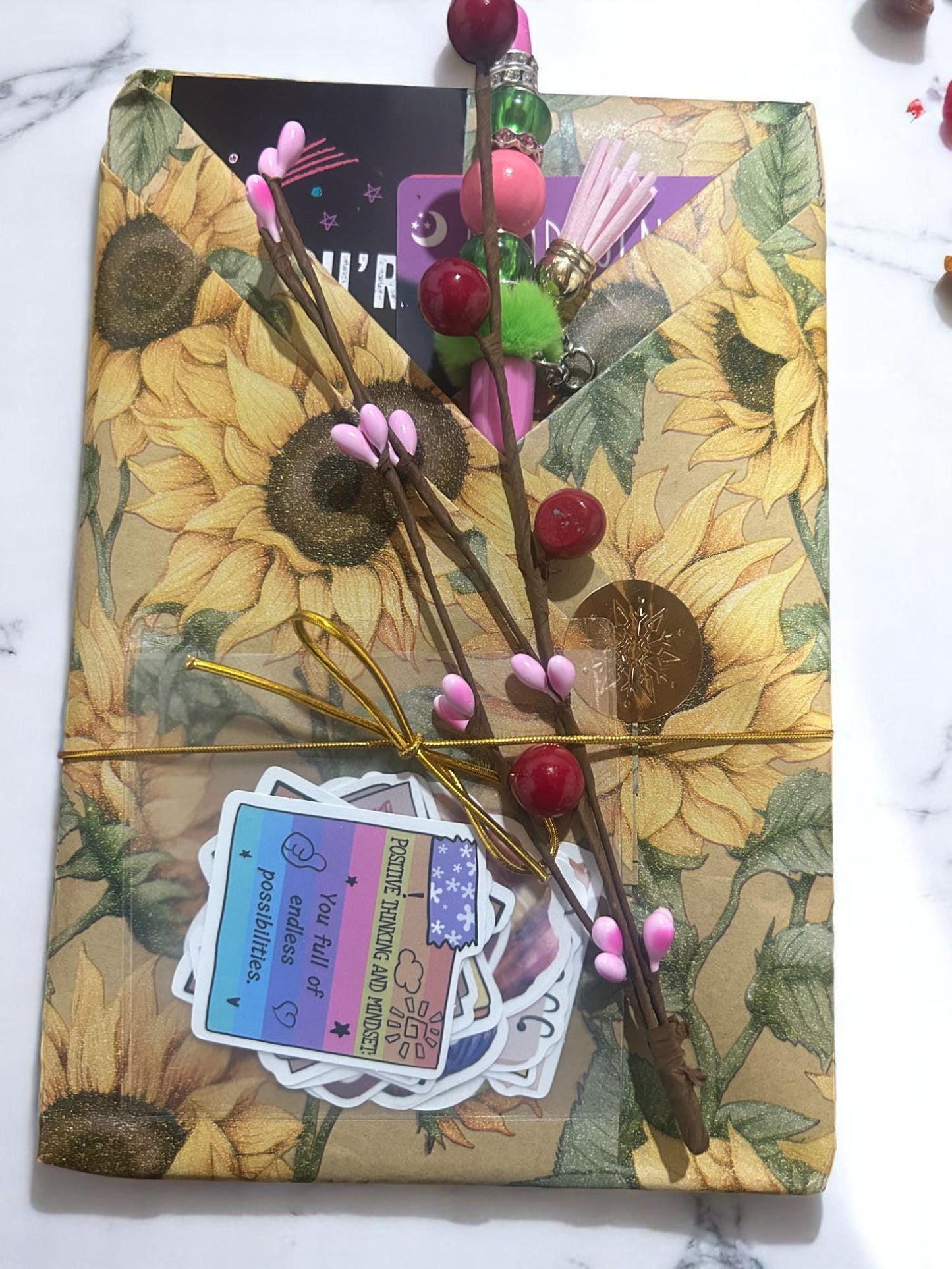 Small Gift Box – Blind Date with a Journal - Self Care Gift for Women | Blank Journal, Affirmation Cards, Stickers and Fun Surprises