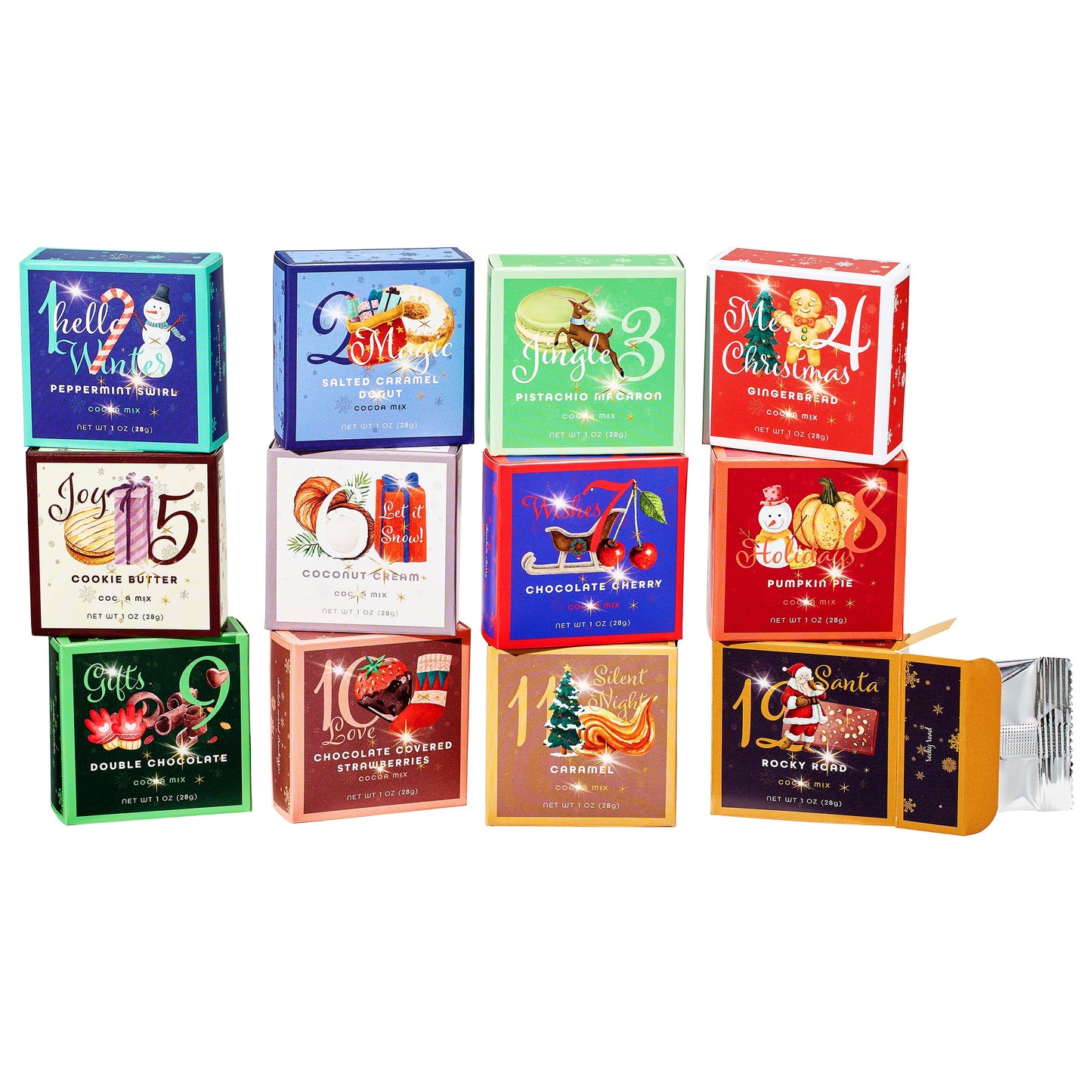 Kiri & Sons 12 Days of Christmas Hot Chocolate Gift Set, Gourmet Cocoa, Large Gift Set Delicious Holiday Flavors Gingerbread Including Rocky Road, Peppermint Swirl, Cookie Butter, Pumpkin Pie & More-1