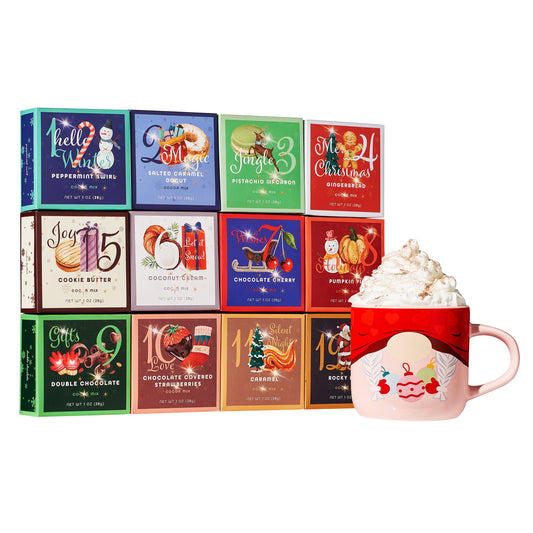 Kiri & Sons 12 Days of Christmas Hot Chocolate Gift Set, Gourmet Cocoa, Large Gift Set Delicious Holiday Flavors Gingerbread Including Rocky Road, Peppermint Swirl, Cookie Butter, Pumpkin Pie & More-0