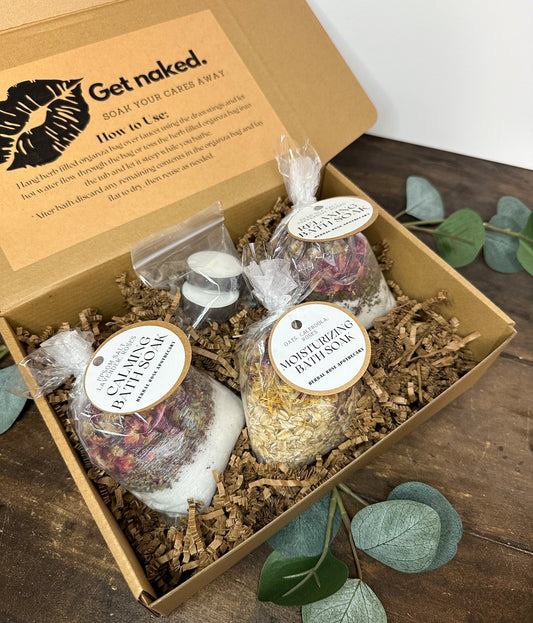 All Natural Herbal Bath Gift Box Set with Tea Light Candles-0