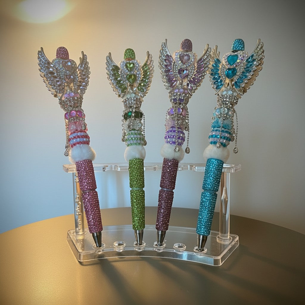Luxe Wing Bling Pen with 2 Refills | Handmade Rhinestone Decorative Pen