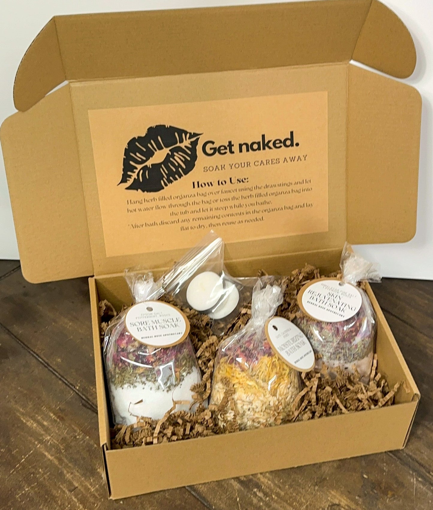 All Natural Herbal Bath Gift Box Set with Tea Light Candles-2