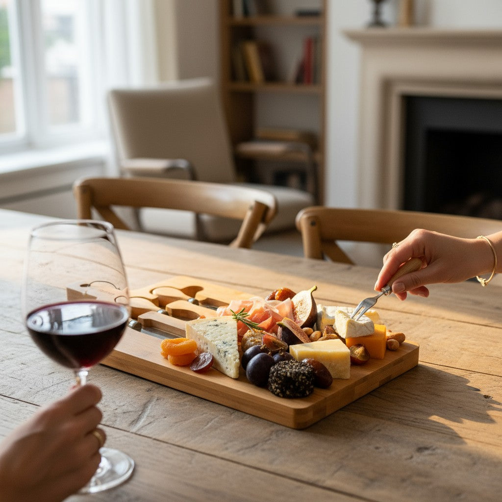 Bamboo Cheese Board & Knife Set – 12x8 Charcuterie Serving Tray