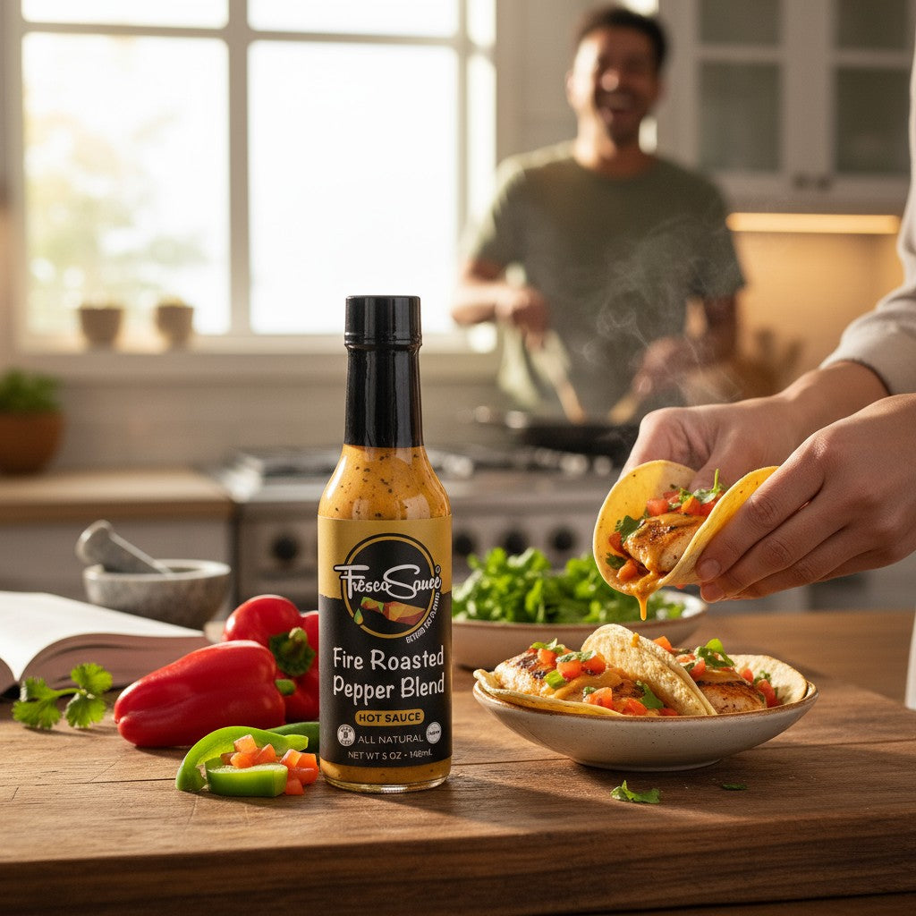 Gourmet Hot Sauce Duo – Garlic Citrus Fresno & Fire Roasted Pepper Blend